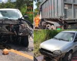 Acidente com três veículos deixa mulher ferida na BR-494 em Divinópolis