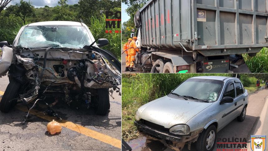 Acidente com três veículos deixa mulher ferida na BR-494 em Divinópolis