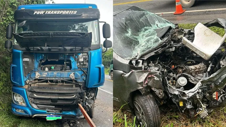 Motorista bate carro em carreta na MG-050 entre Divinópolis e Formiga
