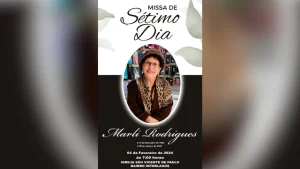 A Missa de S&eacute;timo Dia da artista pl&aacute;stica divinopolitana Marli Rodrigues, ser&aacute; no pr&oacute;ximo domingo (04/2), na Igreja S&atilde;o Vicente de Paulo, no bairro Interlagos, em Divin&oacute;polis.