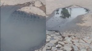 Moradora denuncia vazamento de esgoto no Copacabana, em Divin&oacute;polis: "Precisamos de solu&ccedil;&atilde;o"