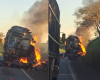 Incêndio em carga de algodão interdita rodovia que liga a Bambuí