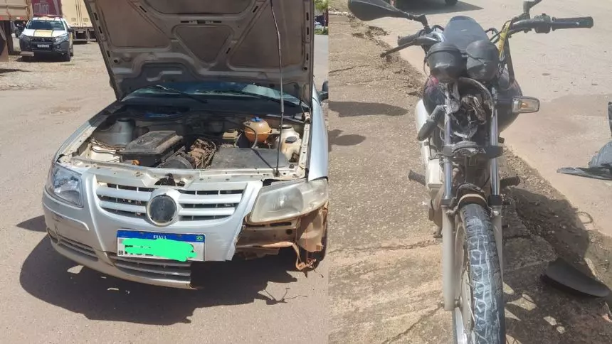 Pitangui: Motorista faz manobra para entrar em Posto de Combustíveis na BR-352, mas colide com moto