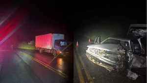 Cl&aacute;udio: Colis&atilde;o frontal entre caminh&atilde;o e carro deixa um ferido