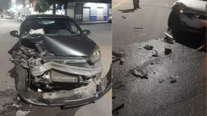 Veja v&iacute;deo: Colis&atilde;o entre carros na avenida Sete de Setembro em Divin&oacute;polis