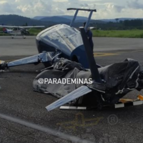 Helicóptero não consegue decolar e fica danificado em Pará de Minas