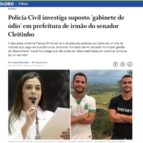 ‘O Globo’ repercute denúncia de Lohanna e fala em suposto gabinete do ódio em Divinópolis