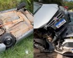 Engavetamento com 3 carros é registrado na MG-050 entre Divinópolis e Formiga