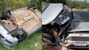 Engavetamento com 3 carros é registrado na MG-050 entre Divinópolis e Formiga