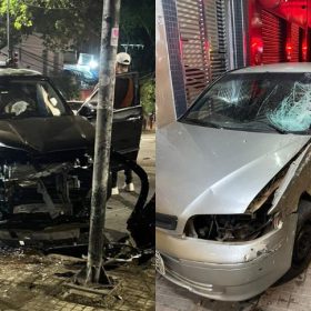 Caminhonete bate em carro no Centro de Divinópolis; motorista foge após acidente