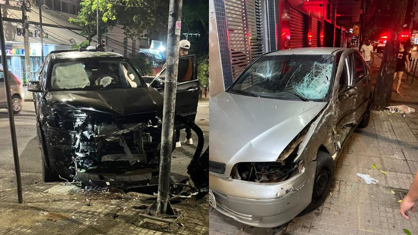 Caminhonete bate em carro no Centro de Divinópolis; motorista foge após acidente