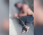 Veja vídeo: acusado de invadir casas em Oliveira é amarrado por populares