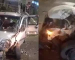 Oliveira: Condutor ultrapassa moto e bate caminhonete em outro veículo