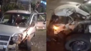 Oliveira: Condutor ultrapassa moto e bate caminhonete em outro ve&iacute;culo