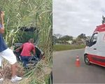 Carro sai da pista na Trincheira da MG-050, em Divinópolis