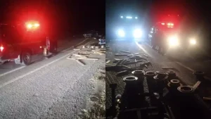 Carmo da Mata: Carreta tomba na BR-494 e deixa um ferido