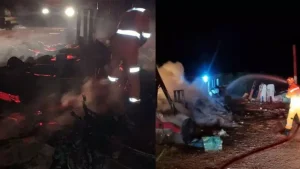 Oliveira: Bombeiros combatem inc&ecirc;ndio em dep&oacute;sito de reciclagem