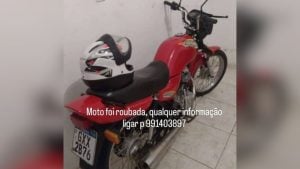 Moto &eacute; roubada na av. Paran&aacute;, em Divin&oacute;polis