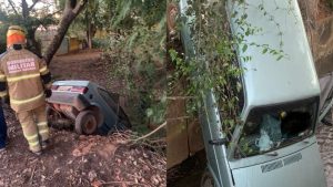 Idoso morre ap&oacute;s carro cair dentro de c&oacute;rrego em Bambu&iacute;