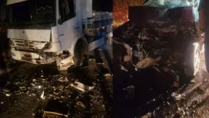 Perdig&atilde;o: Acidente entre caminhonete e caminh&atilde;o deixa v&iacute;tima fatal