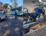 Pará de Minas: Acidente entre moto e ônibus deixa idoso com ferimento grave