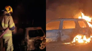 Carro pega fogo na zona rural de Formiga
