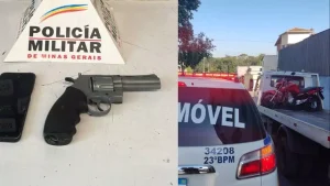 Divinópolis: PM recupera moto furtada e apreende réplica de arma de fogo