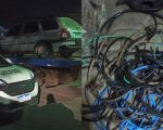 Trio furta cabos de empresa, é perseguido pela PM e bate carro em São Gonçalo do Pará