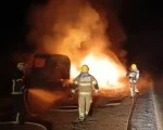 Caminhão pega fogo após acidente na BR-354, em Formiga