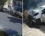 Cenas fortes: Mulher morre após bater carro no muro de uma casa em BH