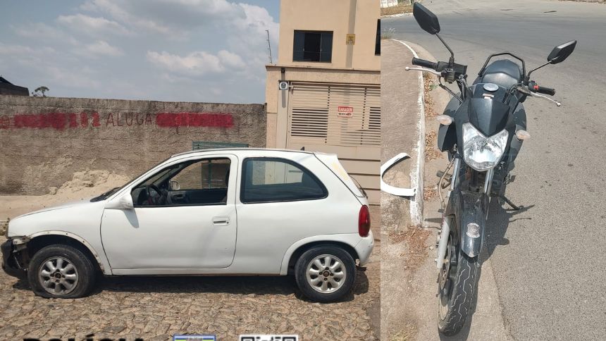 Motorista foge de blitz, bate em moto e abandona carro em Divinópolis