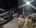 Ladrão rouba carro, provoca acidente e é preso dentro de córrego em Carmo do Cajuru