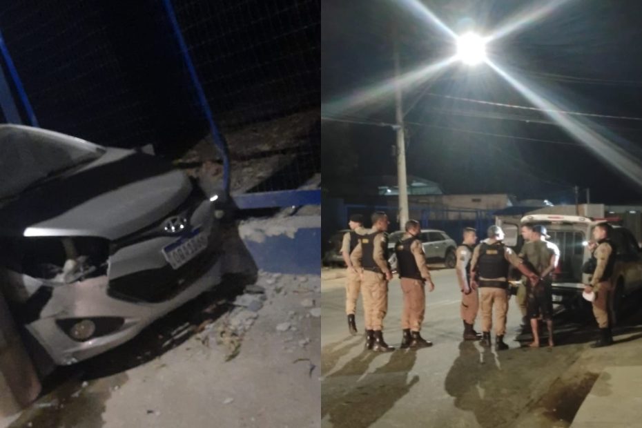 Ladrão rouba carro, provoca acidente e é preso dentro de córrego em Carmo do Cajuru