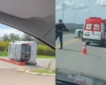 Vídeo: Carro capota na BR-494 em Divinópolis