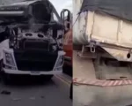 Oliveira: Acidente entre caminhão e carreta na BR-494