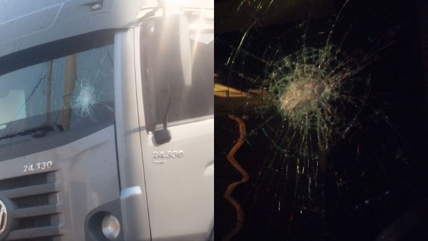 Caminh&otilde;es s&atilde;o atingidos por pedradas na BR-494 entre Divin&oacute;polis e Itapecerica