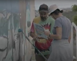 Artistas iniciam pintura de reservatório de água em Divinópolis