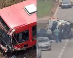 Vídeo: Homem furta ônibus, bate em van e uma pessoa morre na BR-040, na Grande BH