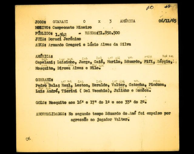 Na tarde de 6 de novembro de 1965 a equipe de Divin&oacute;polis estreava no Gigante da Pampulha enfrentando o Am&eacute;rica. Mesmo perdendo por 3x0 para o Coelho, esta data entrou para a hist&oacute;ria do Bugre. 1.942 pessoas se acomodaram nas arquibancadas do est&aacute;dio para assistir a partida, v&aacute;lida pelo Campeonato Mineiro de 1965.