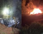 Divinópolis: Carro capota e pega fogo após motorista desviar de cachorro