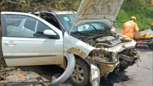 V&Iacute;DEOS: Caminhonete cai em ribanceira na MG-050 e condutora fica ferida