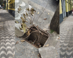 Buraco na calçada da Avenida Getúlio Vargas representa risco para pedestres