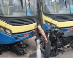 Acidente entre moto e ônibus deixa homem ferido no bairro Vale do Sol, em Divinópolis