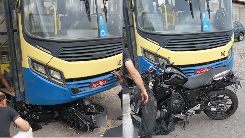Acidente entre moto e ônibus deixa homem ferido no bairro Vale do Sol, em Divinópolis