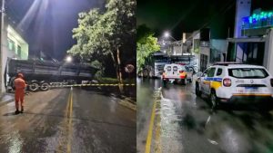 Carreta atinge garagem de resid&ecirc;ncia em Formiga