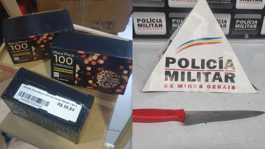 Ladr&atilde;o rouba pisca-pisca de loja, mas PM 'tira o brilho' em Divin&oacute;polis