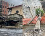 Caminhão perde freio ao descer rua e atinge poste em BH