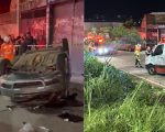 Vídeo: Carro capota e deixa motorista ferido no Anel Rodoviário de BH