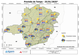 Previs&atilde;o do tempo para Divin&oacute;polis s&aacute;bado (25)