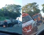 Carro capota e deixa homem ferido na AMG-0345, entre Divinópolis e Carmo do Cajuru